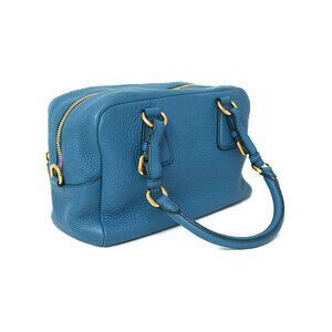 Prada Bauletto Blue Bag Vitello Shoulder Daino